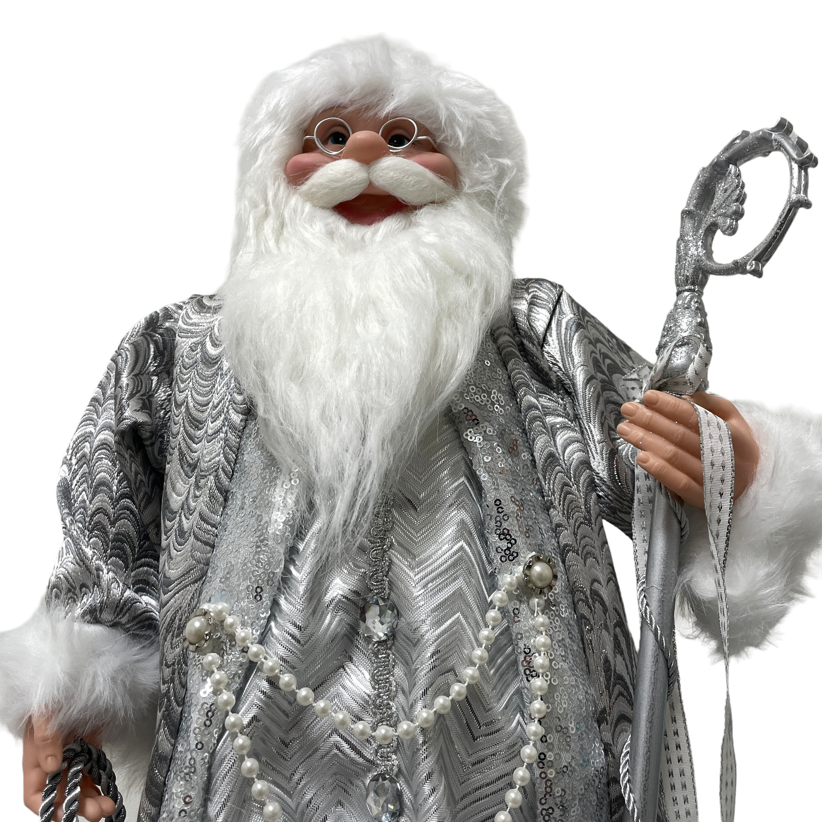 Silver Santa Silver Santa with Sceptre Large 60cm | Christmas Complete