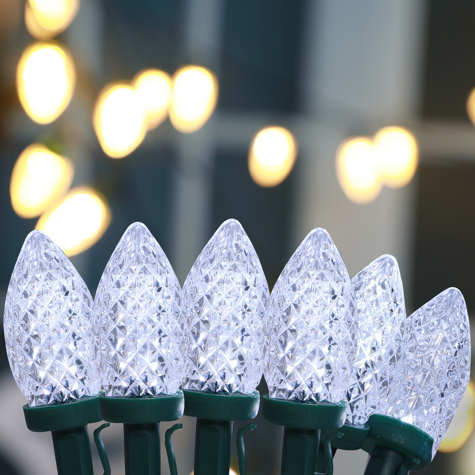 C9 Pinecone String Lights 50 LED Cool White We'll make your Christmas