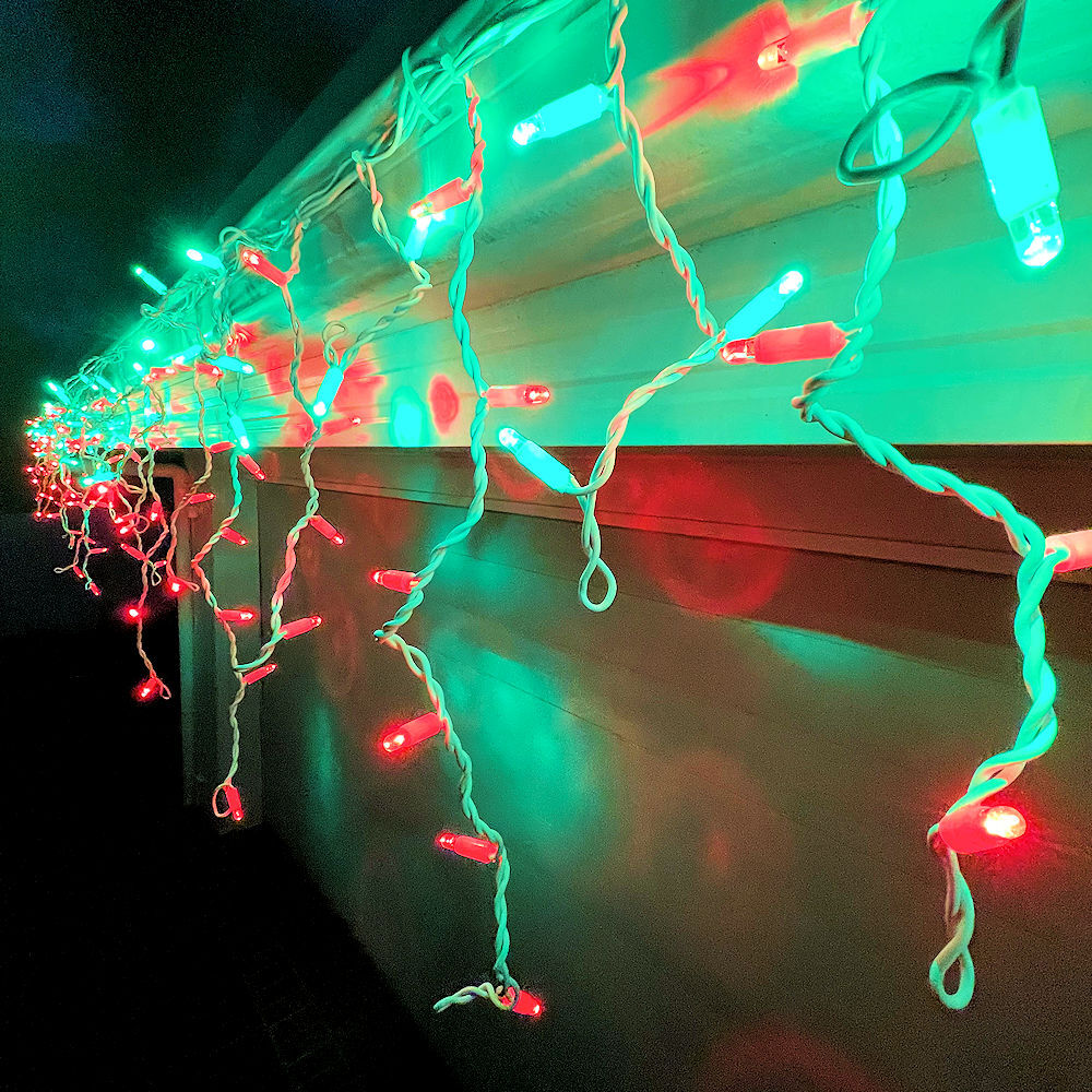 NEW Icicle Lights RED/GREEN 4.8m Christmas Complete