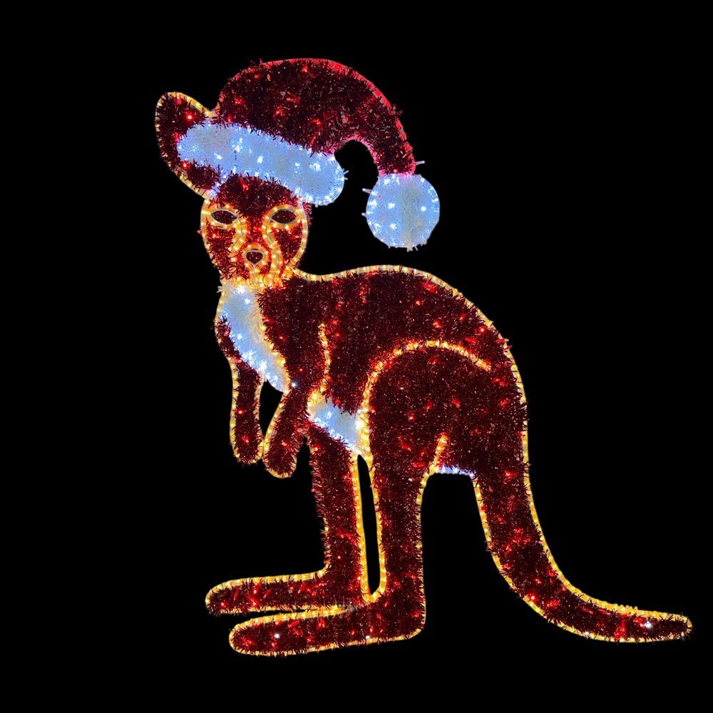 Kangaroo Led Rings Buy New LED Kangaroo w. Santa Hat 170cm online from Christmas Complete