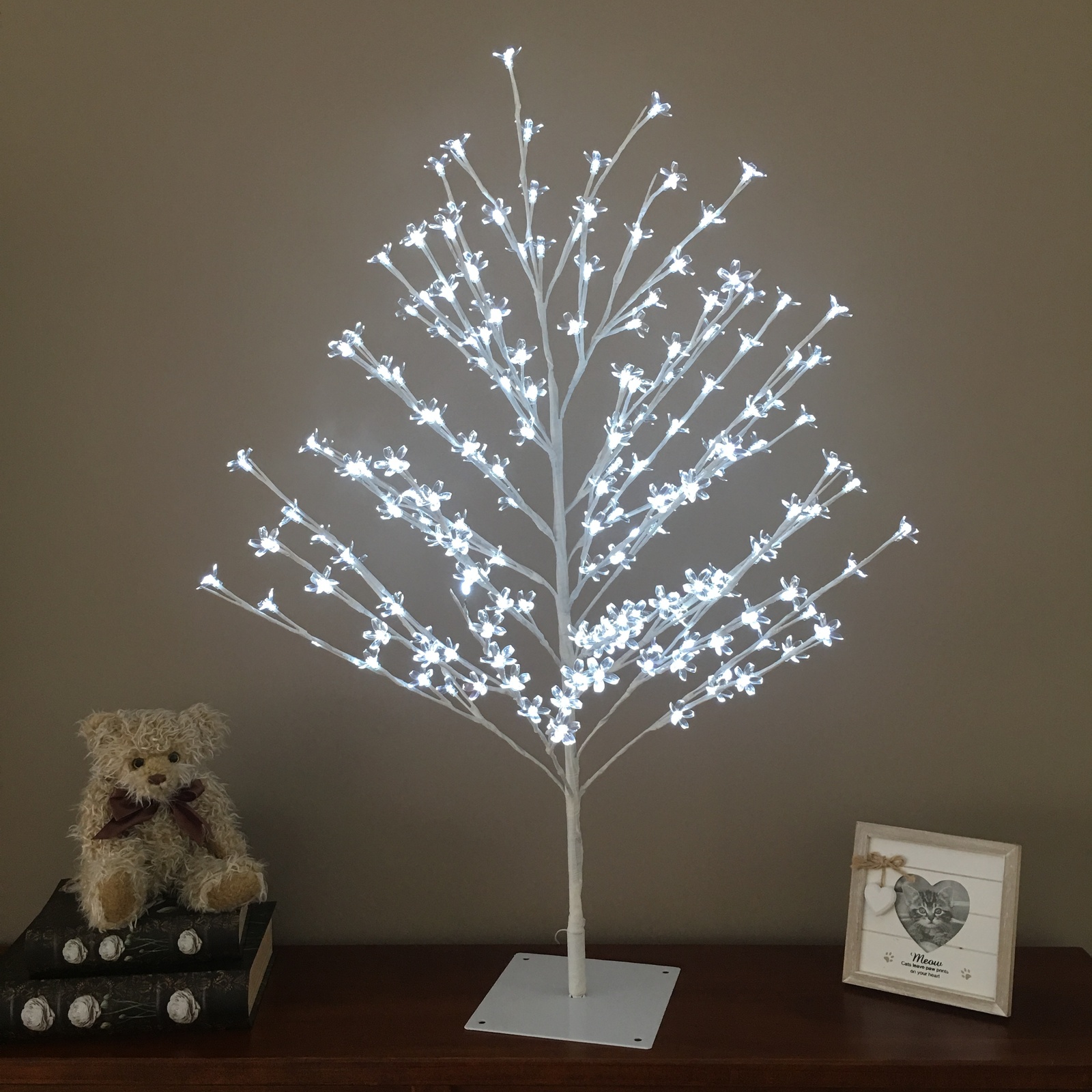 150cm White Cherry Blossom Ornament Tree 180 LED Lights