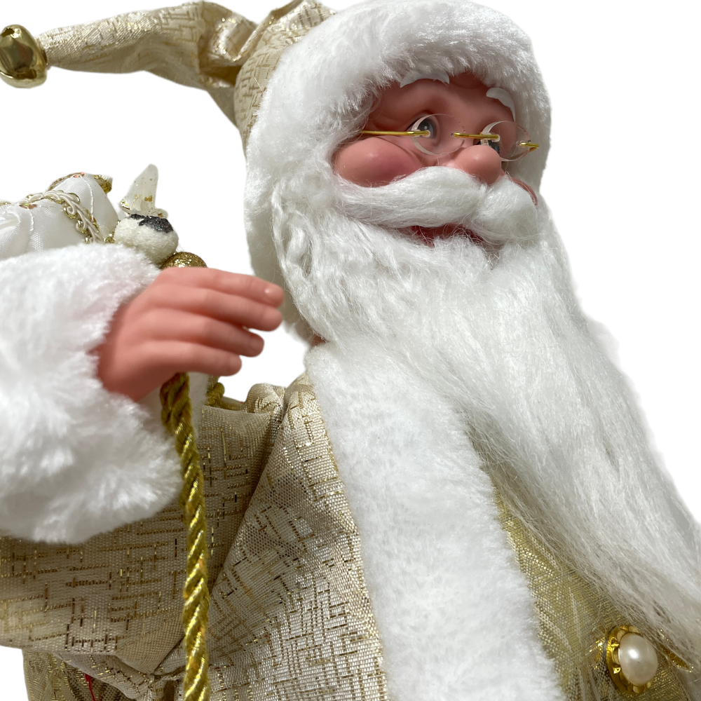 Gold Santa Standing Musical Wind Up 45cm | Christmas Complete