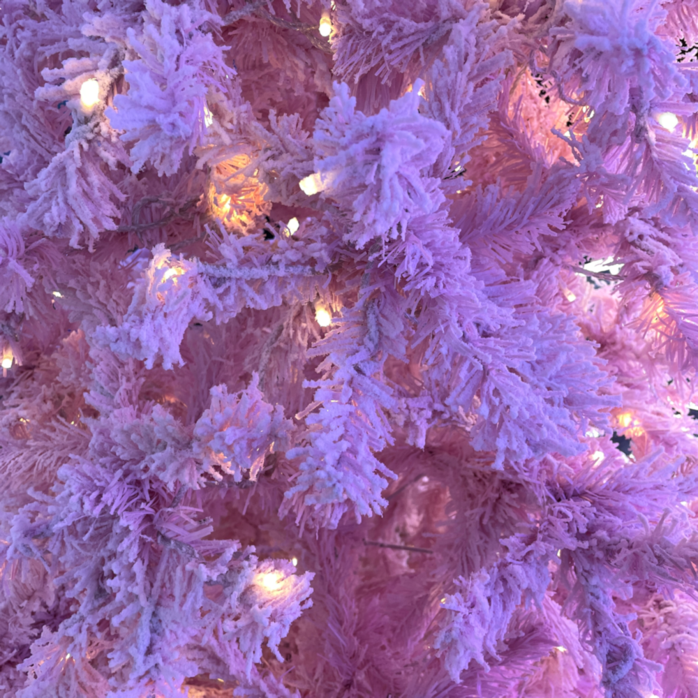 Pink Snow Flocked Tree PreLit 7ft 210cm We'll Make Your Christmas