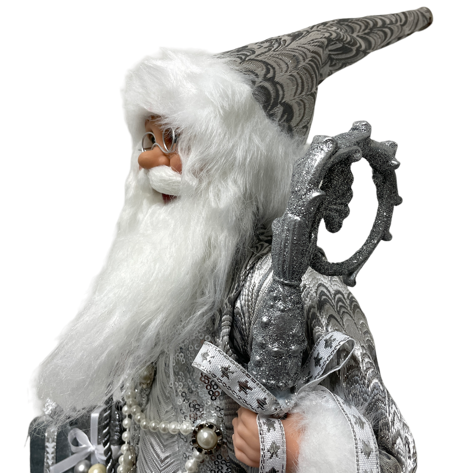 Silver Santa Silver Santa with Sceptre Medium 40cm | Christmas Complete