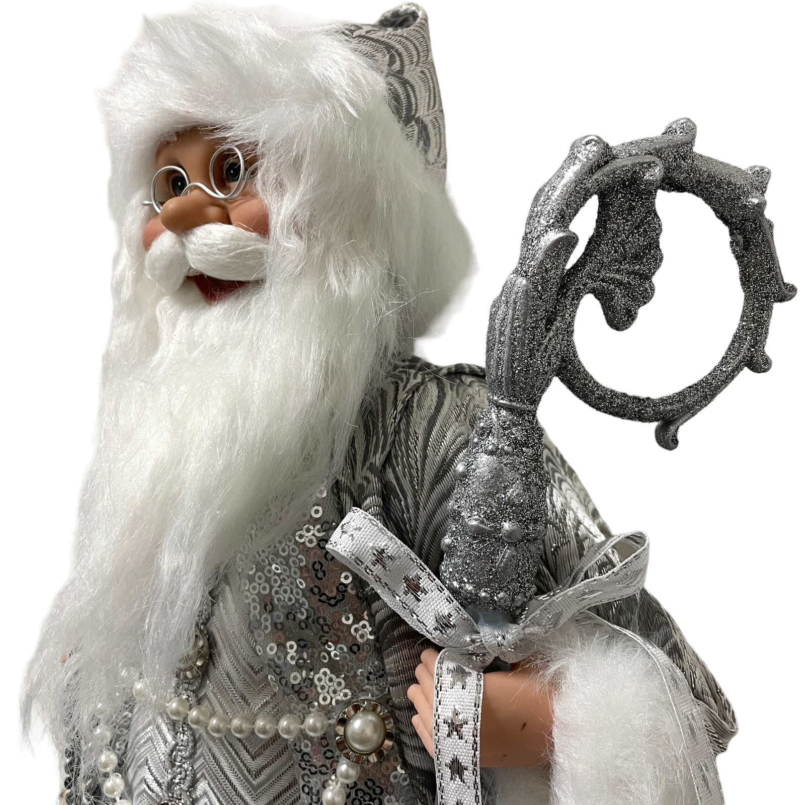 Silver Santa Silver Santa with Sceptre Medium 40cm | Christmas Complete