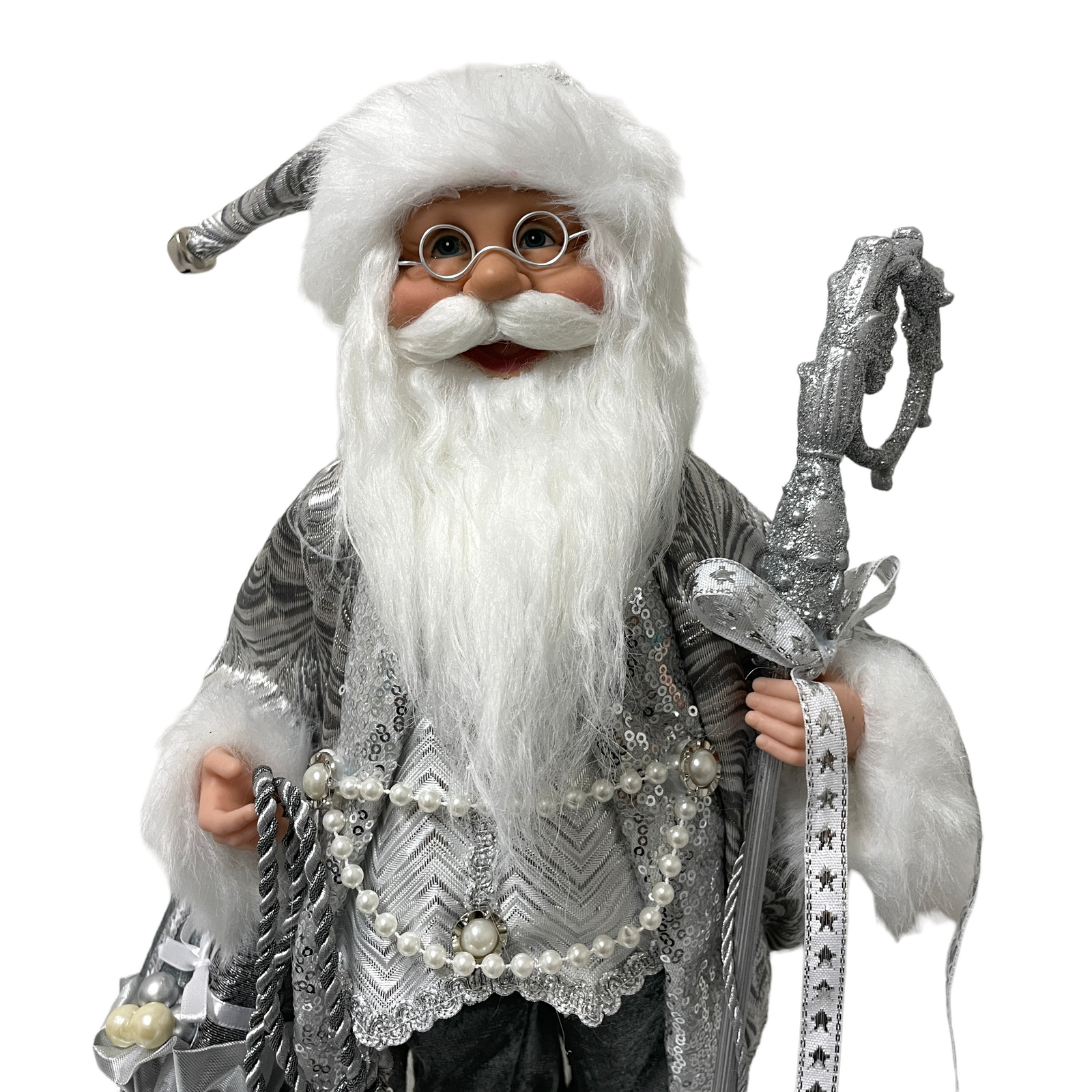Silver Santa Silver Santa with Sceptre Medium 40cm | Christmas Complete