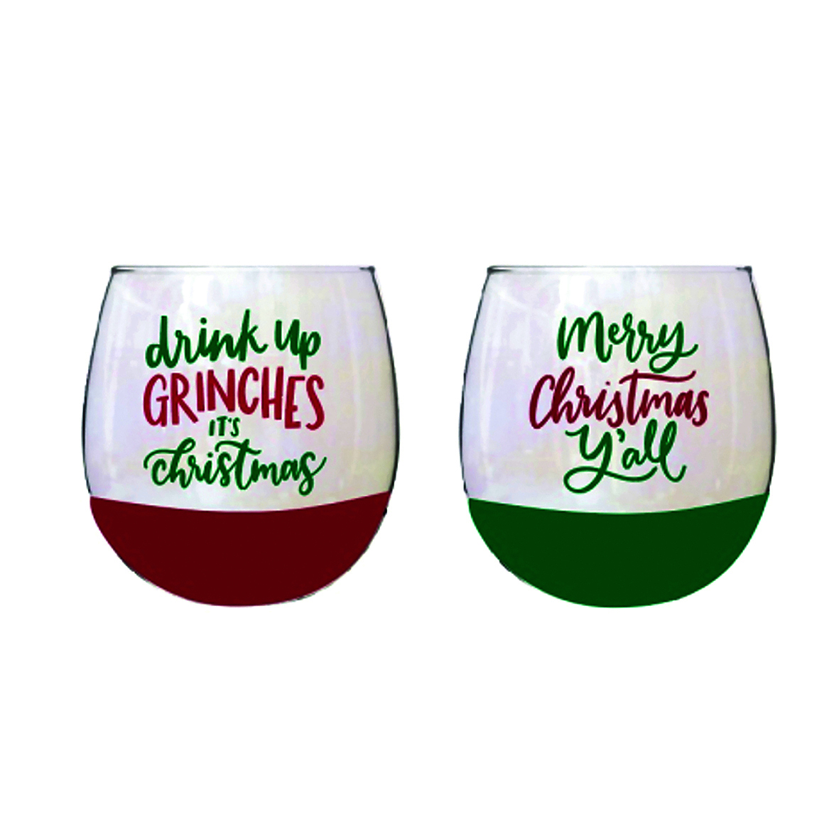 Novelty Grinch Stemless Glitter Tumblers 2 pack 470ml We'll make your