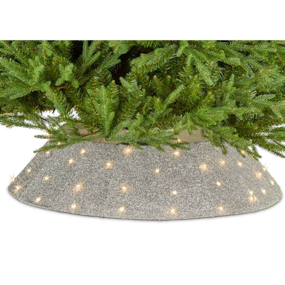 Silver LED Tree Skirt 85cm Christmas Complete
