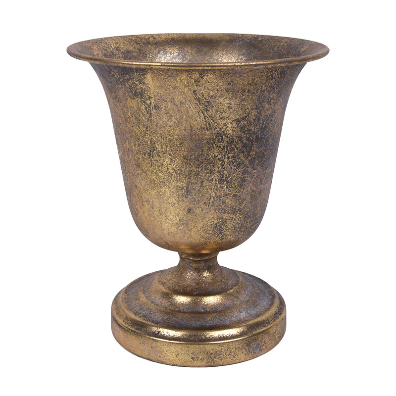 Antique Gold Metal Footed Vase 18cm We'll make your Christmas Complete