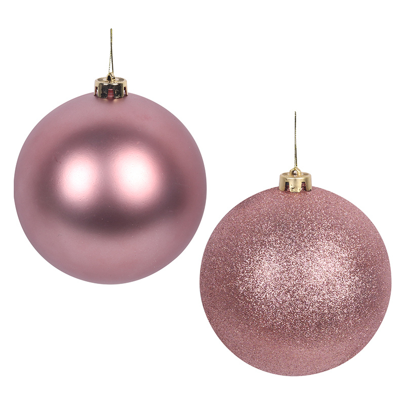 Rose Gold Bauble 15cm Glitter OR Matte Finish 2 Assorted Christmas