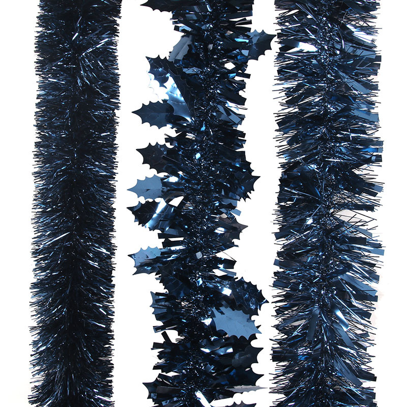 Navy Tinsel 2m 3 Assorted Christmas Complete