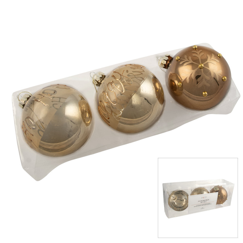 Bauble Copper 8cm Set of 3 Christmas Complete