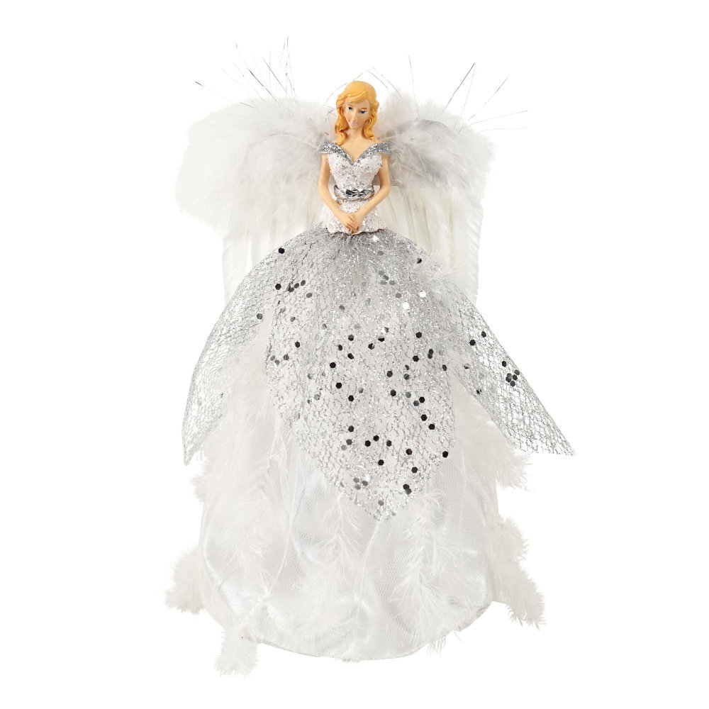 Angel Tree Topper White Silver 30cm Christmas Complete