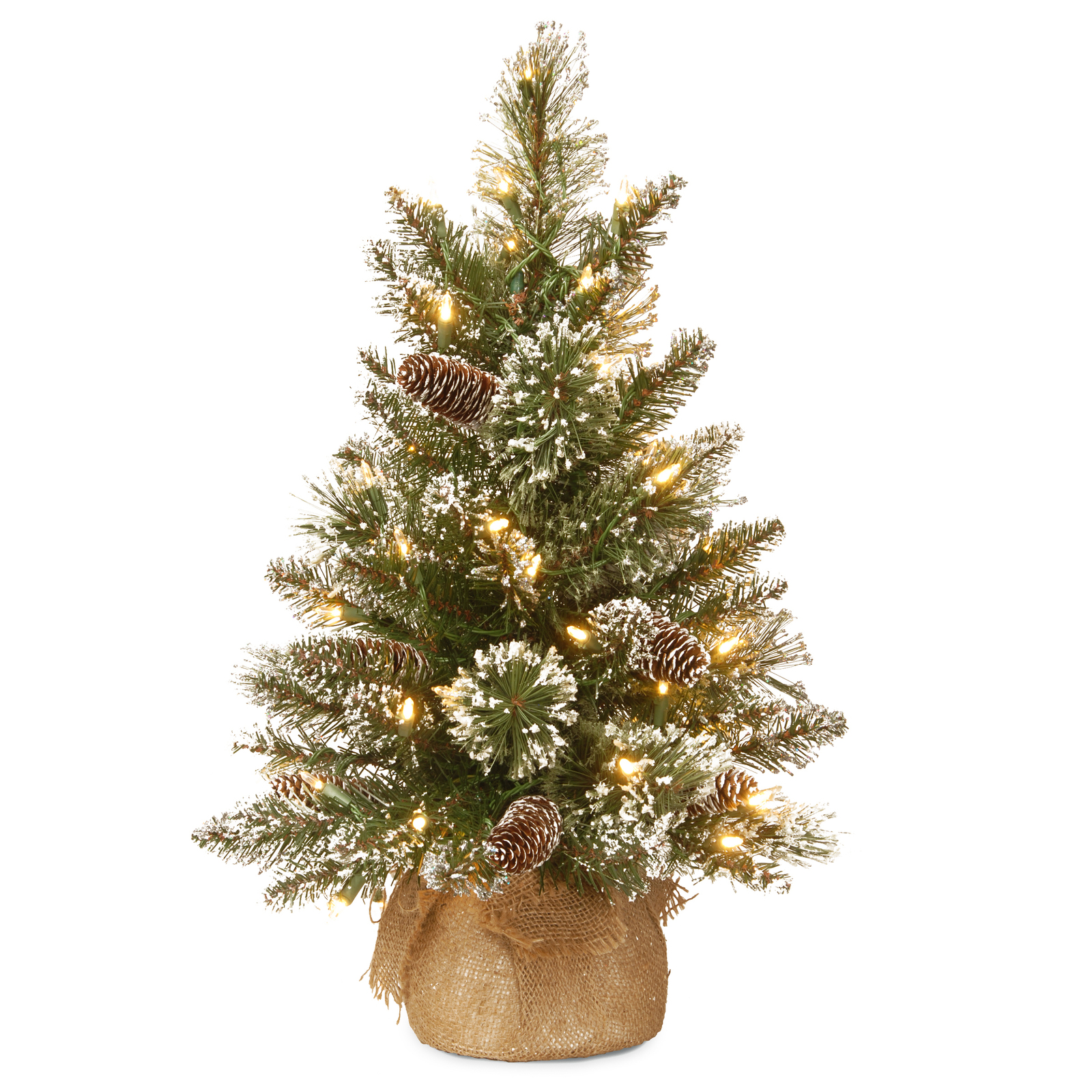 National Tree Glittery Bristle Tree 2ft 61cm Christmas Complete