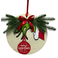 Wooden Green Elf Holding Bauble