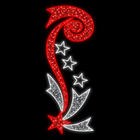 Red & White Stars with Swirl Lamp pole 200cm Commercial