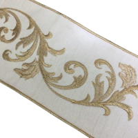 White & Gold Swirl Ribbon 10cm x 4.5m