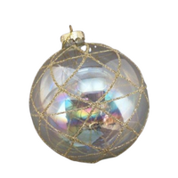 Iridescent Bauble w. Gold Pattern 10cm