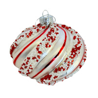 Silver & Red Candy Drop Hanging 14cm