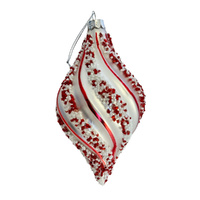 Silver & Red Candy Long Drop Hanging 10cm
