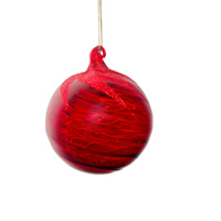 Red Transparent Bauble w. Glitter Hanging 10cm