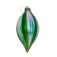 Green Striped Long Drop Hanging 14cm