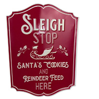 Sleigh Stop Metal Sign 40cm