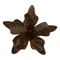 Chocolate Organza Flower Clip 18cm
