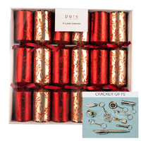 Luxury Crackers Box 6 Red & Gold Vine 30cm