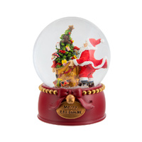 Santa w. Tree Red Waterball 16cm