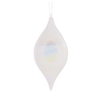 High Shine White Swirl Drop Bauble 17cm