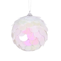 Iridescent Scalloped Bauble 10cm