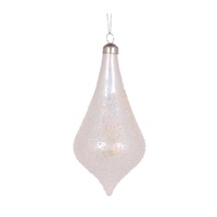 White Bubbles Tear Drop Bauble 17cm
