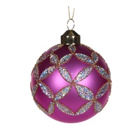 Pearl Magenta Floret Bauble 8cm