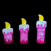 Pink Flameless Candle Set 25cm, 30cm & 33cm