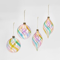 Vintage Rose Glass Baubles - Set of 4 22cm