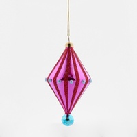 Carnivale Diamond Tree Decoration Pink & Aqua 13cm