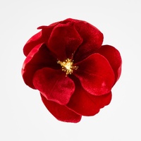 Luxe Velvet Magnolia Clip on w. Light Up Stamen Red 18cm