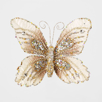 Velvet Crystal Clip on Butterfly 18cm