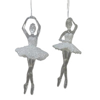 Acrylic Ballerina Clear & White 2 Asst 18cm