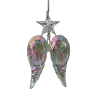 Acrylic Irridescent Wings & Star Hanging 15cm