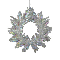 Acrylic Irridescent Wreath Clear Hanging 13cm