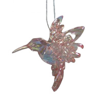 Acrylic Irridescent Hummingbird Pink Hanging 11cm