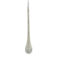 Glass White Icicle Hanging LGE 29cm