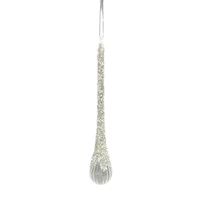 Glass White Icicle Hanging SML 22cm
