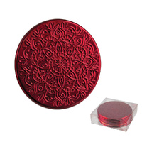Plastic Filigree Coaster Red Set of 6 10cm