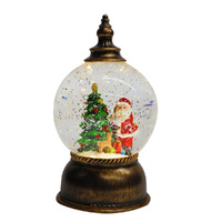 Lantern Bronze Santa & Christmas Tree 25cm