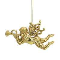 Cherub w. Trumpet Ornament Gold 13cm