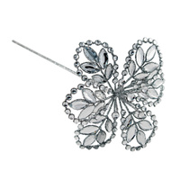 Silver Glitter Flower Stem Metal 45cm