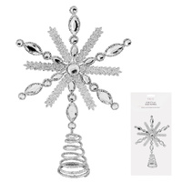Glitter Silver Metal Tree Topper 23cm